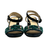Prada Embellished Block Heel Sandals - Size 38.5