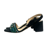 Prada Embellished Block Heel Sandals - Size 38.5