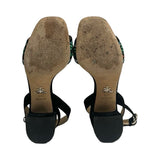 Prada Embellished Block Heel Sandals - Size 38.5