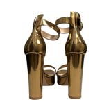 Gianvito Rossi Metallic Leather Platform Heels - Size 38.5