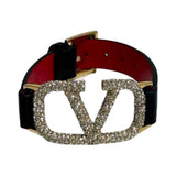 Valentino Vlogo Crystal Leather Bracelet