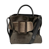 BOYY Faux Fur and Leather Buckle Bag