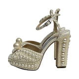 Jimmy Choo Pearl-Embellished Platform Sandals - Size 36