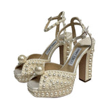 Jimmy Choo Pearl-Embellished Platform Sandals - Size 36