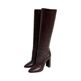 Saint Laurent Leather Knee-High Boots - Size 36