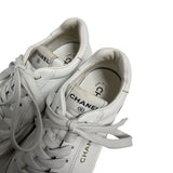 Chanel Leather Low-Top Sneakers - Size 38.5
