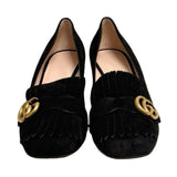 Gucci Suede GG Marmont Fringe Loafer Pumps - Size 41