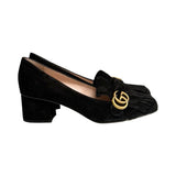 Gucci Suede GG Marmont Fringe Loafer Pumps - Size 41