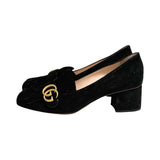 Gucci Suede GG Marmont Fringe Loafer Pumps - Size 41