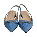 Gucci "GG Canvas Horsebit Slingback" Flats - Size 36.5