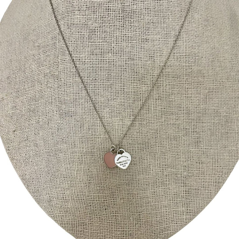 Tiffany & Co. | Jewelry | Tiffany Co Return To Tiffany Pink Double Heart  Tag Pendant Necklace Diamond | Poshmark