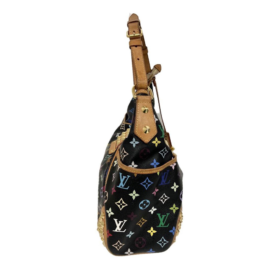 Louis Vuitton Monogram Multicolor Greta Large Shoulder Bag Hobo Tote Black