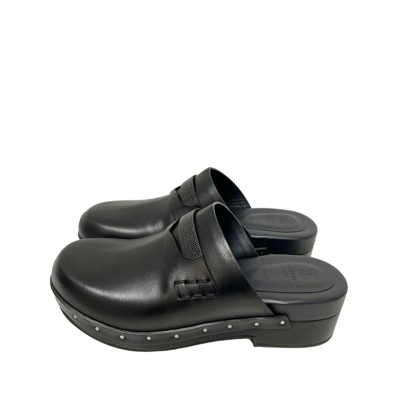 Brunello Cucinelli "Monili Leather Clogs" - Size 37